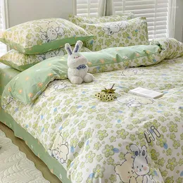 Conjuntos de roupas de cama 60 contagem de fios de cor fresca Conjunto de 4 peças outono e inverno Dormitório de algodão Tampa da colcha ajustada