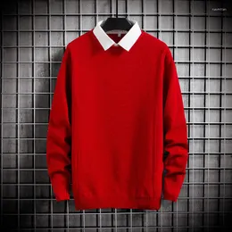 Blusas masculinas se encaixam malha masculina camisa de suéter de pulôver sólido puxe para cima de manga comprida Spring Spring Autumn Male Pullovers 2022 Multi Colors