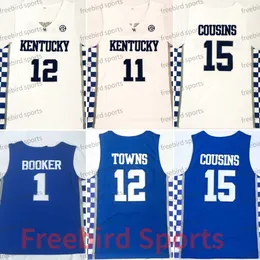 NCAA 12 Karl Anthony Towns Basketball Jersey Booker 15 Demarcus Cousins ​​11 John Wall White Blue Black Mens College Jerseys Stitched