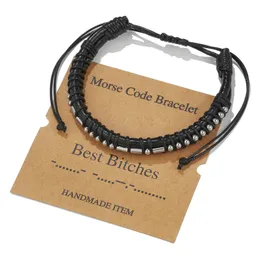 A New Chapter Morse Code Charm Bracelets Braided Couple Bracelet