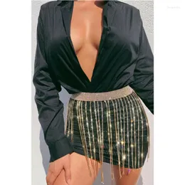 Cintos moda feminina luxo bling strass cinto longo borla corrente de cristal faixa na cintura acessório dourado cor prata