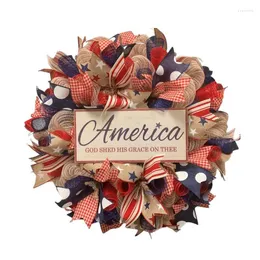 Dekorativa blommor Amerika självständighetsdag krans patriotisk hängande kransprydnad för hemvägg veranda semester dörrdekor