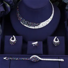 Set di gioielli da sposa vendita Jankelly Nigeria 4 pezzi Moda da sposa Dubai Set completo per le donne Accessori per feste Design 221109