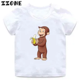 2020 Новая летняя футболка для мальчиков для мальчиков любопытный джордж мультфильм Принт детей Смешные обезьяны Дети Дети Дети Топают одежда G12248727257