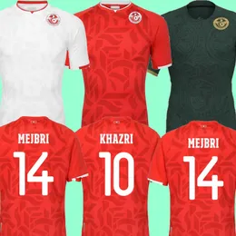 2022 2023 Tunus futbol formaları 22 23 Msakni Khazri Khalifa Maaloul Ev Kırmızı Uzak Beyaz Maillot de Ayak Gömlek Erkek Futbol Üniformaları Dünya Kupası