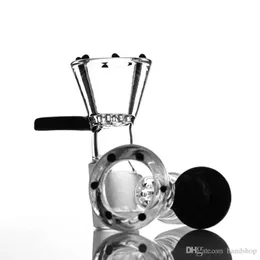 Rökning 14mm 18mm tjock glasskål G.O.G Black Color Spot Bowls Man Foint For Bongs Oil Rigs Water Pipes