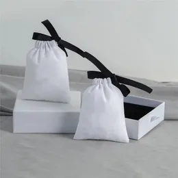 Bolsas de presente de algodão bolsas de jóias de jóias de jóias com fita 8x11cm