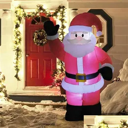 Рождественские украшения Большой надувный Санта -Клаус на открытом воздухе Рождественский светодиодный светодиодный свет 4 фута 120 см эффект для декора игрушек 211021 Dhwia