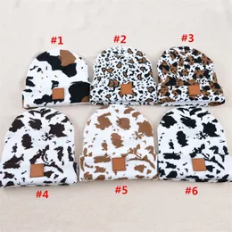 Designer Beanies Fashion Letter Knitted Hats Children Parent-child Leopard Cow Printed Skull Caps Winter Bonnet PU Label Crochet Hat Knitting Beanie Ear Muff