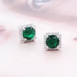 Ohrstecker DIWENFU Sterling Silber 925 Smaragd Ohrring Für Frauen Feiner Böhmischer Schmuck Aros Mujer Oreja Orecchini