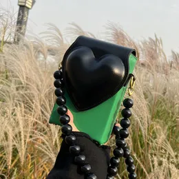 Sacos de noite Design criativo Black Bead Chain Bolsa Feminina Chessboard Treliça Messenger Pequeno Quadrado Moda Celular