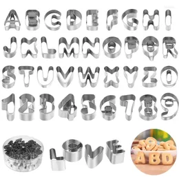 Baking Moulds 35Pcs Letter Cookie Cutter Set Mini Alphabet And Number Cutters Stainless Steel Small Mold Fondant Biscuit Cake