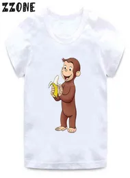 2020 Новая летняя футболка для мальчиков для мальчиков любопытный джордж мультфильм принт детей Fund Monkey Monkey Kids Girls Tops Olde G12243553332