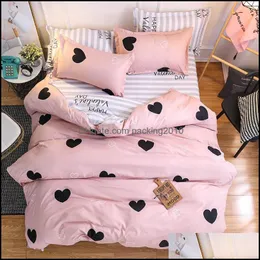 Bedding Sets Textiles Nordic Style Pink Heart Bedding Set Cute Bed Linens Duvet Er Sheets And Pillowcas Queen King Size Home Textile Dhk7Z