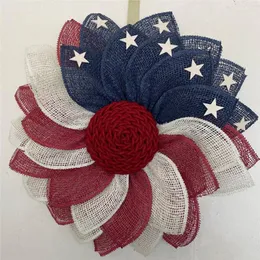 Decorative Flowers Patriotic Decoration 4th Of July American Independence Day Party Flag Pattern Front Door Wreath Supplies Gifts