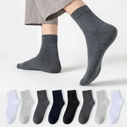 Men's Socks 5 Pairs Men's Spring Summer Cotton Mid-tube Breathable Solid Color Daily Comfortable Costume Accessories Boy Birthday Gift