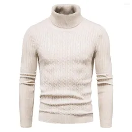 Herrenpullover, gestreift, Turtelneck, Herren-Herbst-Winter-Strickpullover, lässig, schmal, gerippter Saum, Markenoberteil, übergroßer warmer Pullover