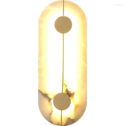 Wandlampen postmoderne All-Copper-Licht Luxus Marmor Schlafzimmer Wohnzimmer Hintergrundlampe Einfacher moderner El Gang