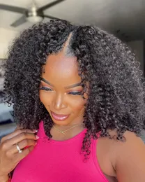 Afro Kinky Curly v U Part Wig Human Hair Brazilian Virgin V Upart Wigs 3b 3c Coily kinki For Black Woman 150%density 14inch
