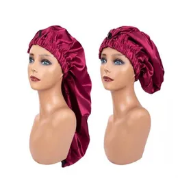 Extra Large Satin Silky Bonnet Sleep Cap Long Night Wax Sleep Hat For Women Men GC1800