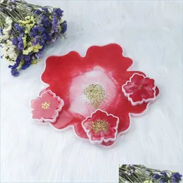 M￶gel blommor form s￥s coaster m￶gel prydnadsr￤tt m￶gel harts gjutning klar flexibel diy epoxy hantverk leveranser sl￤pp leverans smycken dh0e6