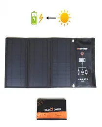 Carregador solar 21W Painel solar com porto USB dupla células solares dobráveis ​​à prova d'água para tablets de smartphones e camping Travel7302002