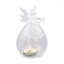 Świecane uchwyty modlące się anioła Glass Glass Candlestick Home Decor Ornament Przezroczysty kryształowy prezent na wakacje