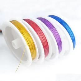Bead Caps 0 45Mm 1 Roll Beaded Wire Cord Thread para pulsera o collar Accesorios para hacer joyas 45M Bh301 Drop Delivery Hallazgos Dhmjn