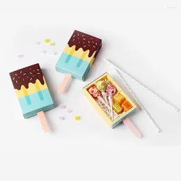 Gift Wrap 5st Ice Cream Shape Paper Candy Box Blue Popsicle Folding For Kids Baby Shower Birthday Cartoon Drawer