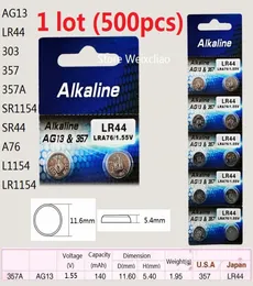 500pcs 1 lot AG13 LR44 303 357 357A SR1154 SR44 A76 L1154 LR1154 155V alkaline button cell battery coin batteries 3879465