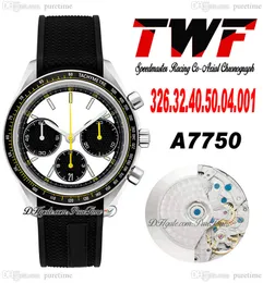 TWF Racing Master A7750 Automatik-Chronograph Herrenuhr Eta Tachymeter-Lünette Weißes Stick-Zifferblatt Schwarzes Kautschukarmband 326.32.40.50.04.001 Super Edition Puretime A1