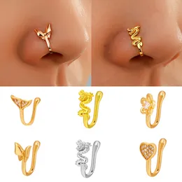 Anello naso a forma di U clip naso cuore farfalla clip auricolari auricolare cuffing orecchini finti perfoli per piercing gioielli per il corpo