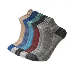 Meias masculinas 1 lote 5 pares de verão masculino tornozelo de algodão Sokken Socken Presente para respiração respirável de alta qualidade