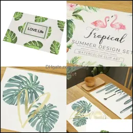 حصير منصات ins pvc pvc printing botany table table mats cactus branch flamingo patterns heat insation pad