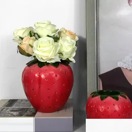 Vaser vaser 2021 Stberry Flower Vase Desktop Ornament Creative Pot Art Scpture Desk Organizer Home Decoration Flowerpot Drop Delivery DHLFM