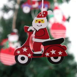 Julekorationer Santa Claus älg Motorcykel Trähänge Tree Year Xmas Mini Diy Hängande prydnadsgåvor A40