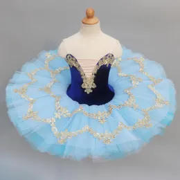 Abbigliamento da palcoscenico Gonna da balletto blu per bambini Abbigliamento da spettacolo Filato soffice TUTU Lago dei cigni Cos