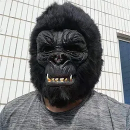 Maski imprezowe King Kong Gorilla Hood Monkey Latex Animals kostium Cosplay na Halloween Horror Head dla dorosłych 221012