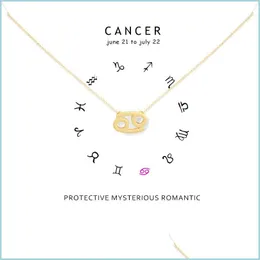 H￤nge halsband minimalism 12 konstellation cancer halsband f￶r kvinnor zodiak kedjor halsband valentiner g￥vor mode smycken wit dhjfg