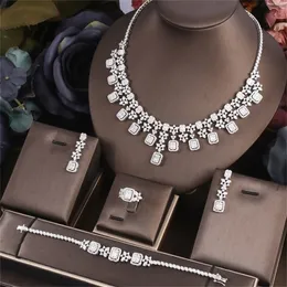 Wedding Jewelry Sets Kelly Luxury Big 4pcs Set With Cubic Zirconia for Women Bridal Party Accessories S Arabic Dubai 221109