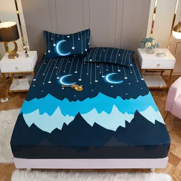 Sängkläder på produkt 1 st 100% polyestertryckt madrassöverdrag Fyra hörn med resår Lakan utan örngott 221110