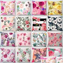 Party Decoration Party Decoration 45 cm Flower Print Cushion ER For Wedding Holiday Pillow Case Soft Home Decor Diy Accessories Drop DHGMH