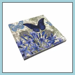 Packing Dinner Service Packaging Dinner Service Decoupage Napkins Retro Vintage Birds Butterfly Floral Paper For Disposable Decorati Dh5Yt