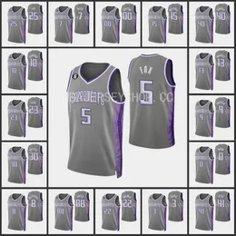 Sacramento''kings''men De'aaron Fox Kevin Huerter Richaun Holmes Domantas Sabonis Custom 2022-23 City Gray Edition Jersey