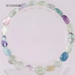 Strand Women Bangle Jewelry Gift Handmade Stretch Natural Stone Beads Purple Fluorite Bracelet 1Pcs H1313