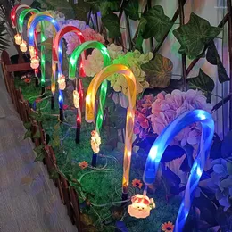 Güneş enerjisi topraklama eklentisi lamba enerji tasarruflu Noel şeker kamışı ışıkları bahçe yolunda çim için çevre dostu Grenn