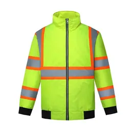 Colete de segurança refletiva industrial personalizada rótulo privada Hi-Vis Colete de segurança de construção com jaqueta refletiva com zíper para homens