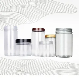 250 ml da 350 ml di barattoli di plastica piccoli trasparenti con coperchio in alluminio trasparente barattolo estetico vuoto con coperchio in stock8453055
