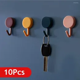 Hooks 10Pcs Free Punch Wall Sticker Seamless Hook Cute Creative Key Placement Classification Household Bedroom Gadgets