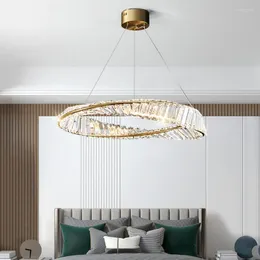 Chandeliers Nordic Atmosphere Crystal Living Room Bedroom Chandelier Modern Simple Fashion Creative Hall Dining Led Circle Lamp
